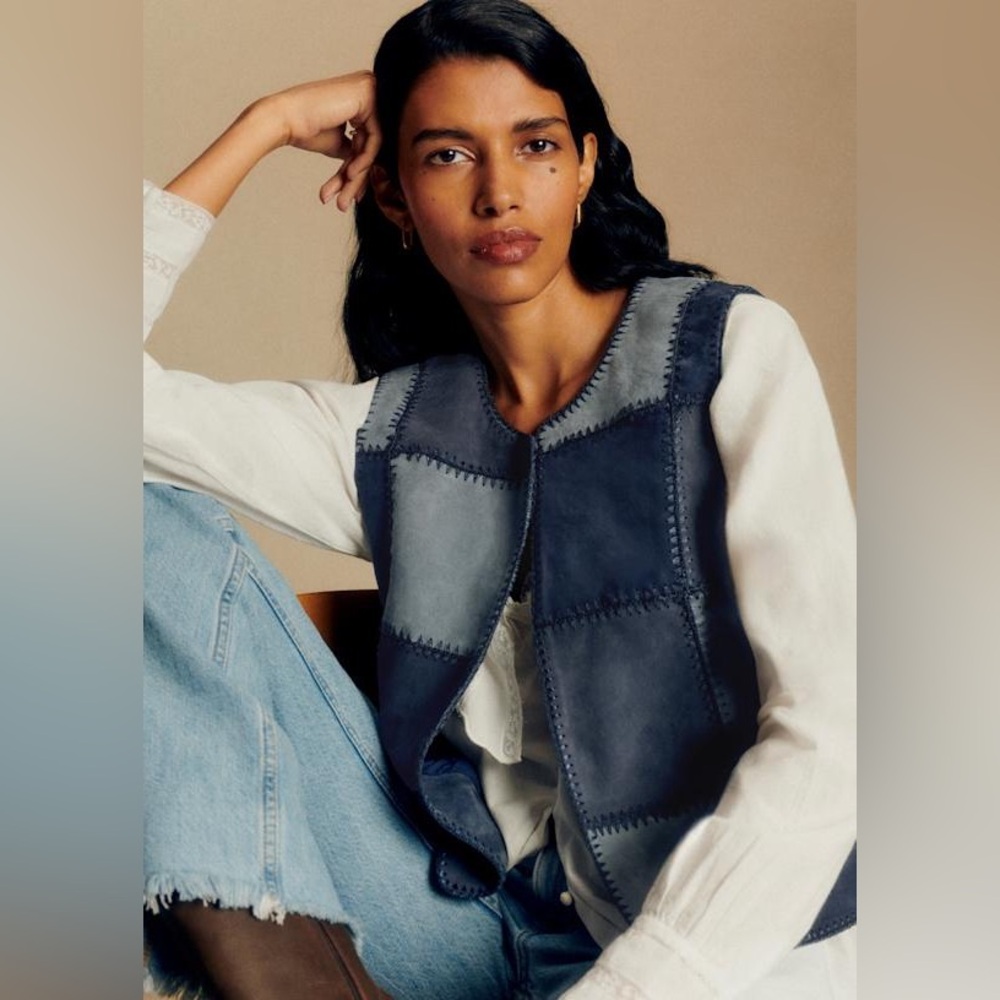 Sezane Eliot Jacket Suede Patchwork Vest - image 4